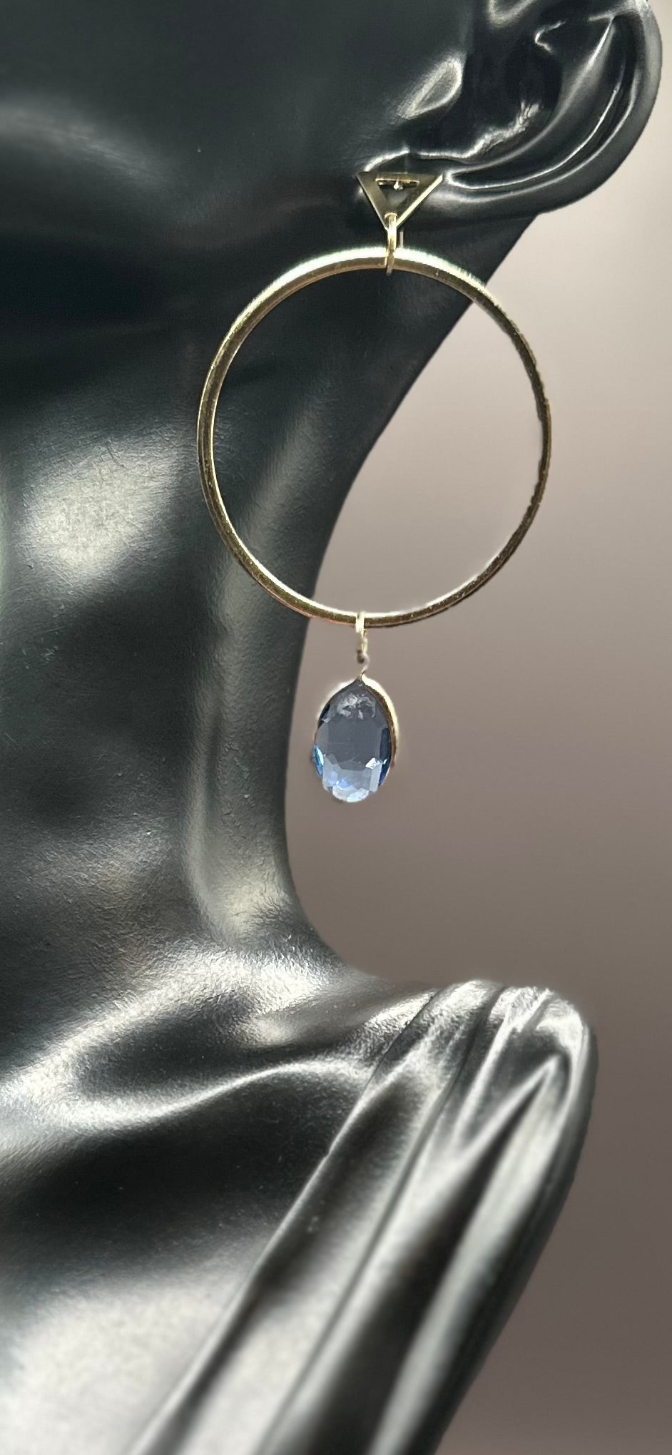 Light Blue Gem Hoops