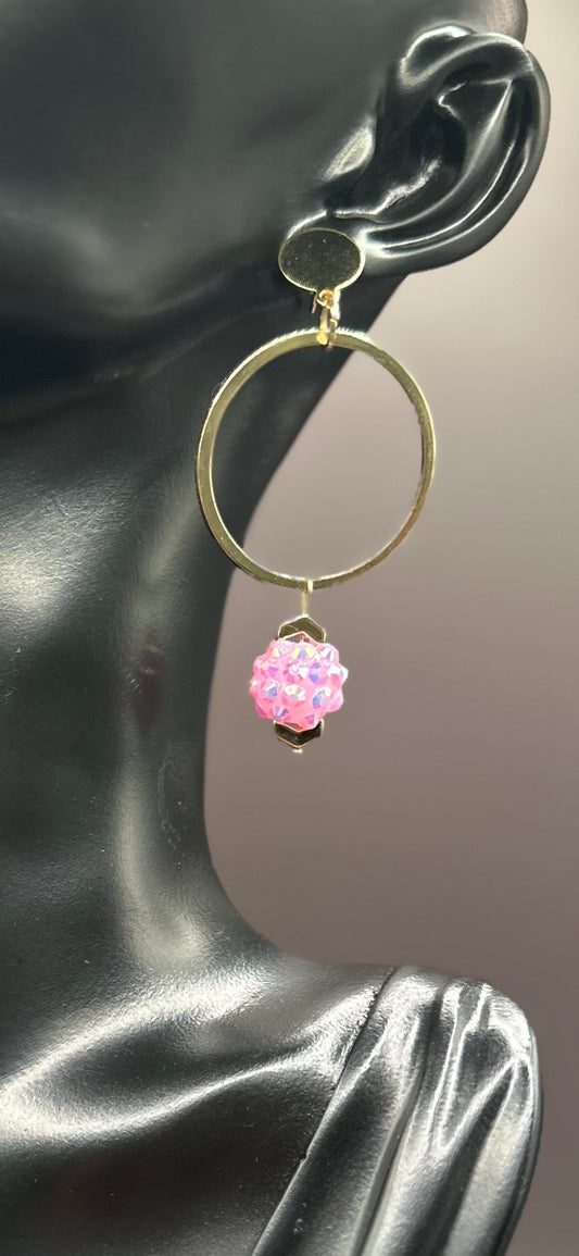 Baby Pink Globe Hoops