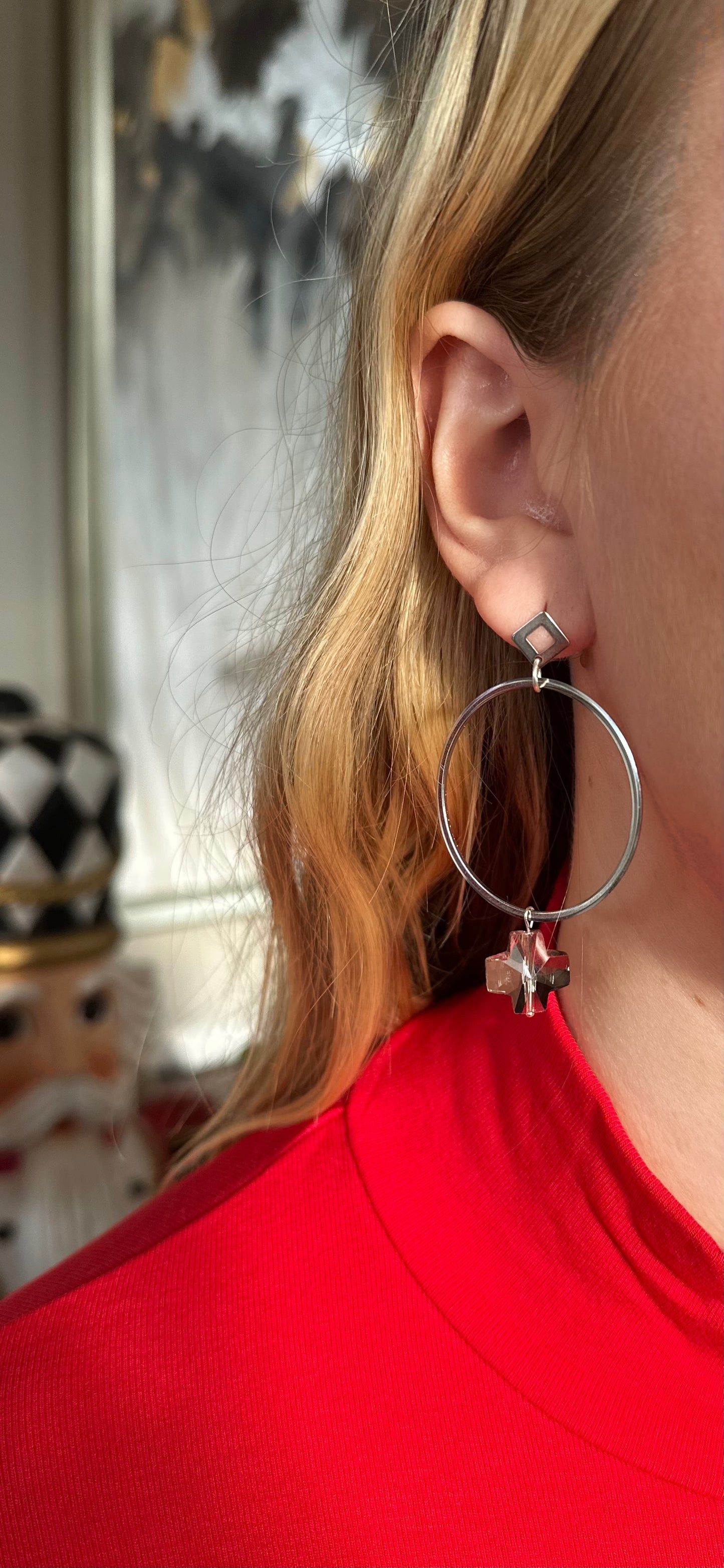 Star Crossed Silver Hoops (Large)